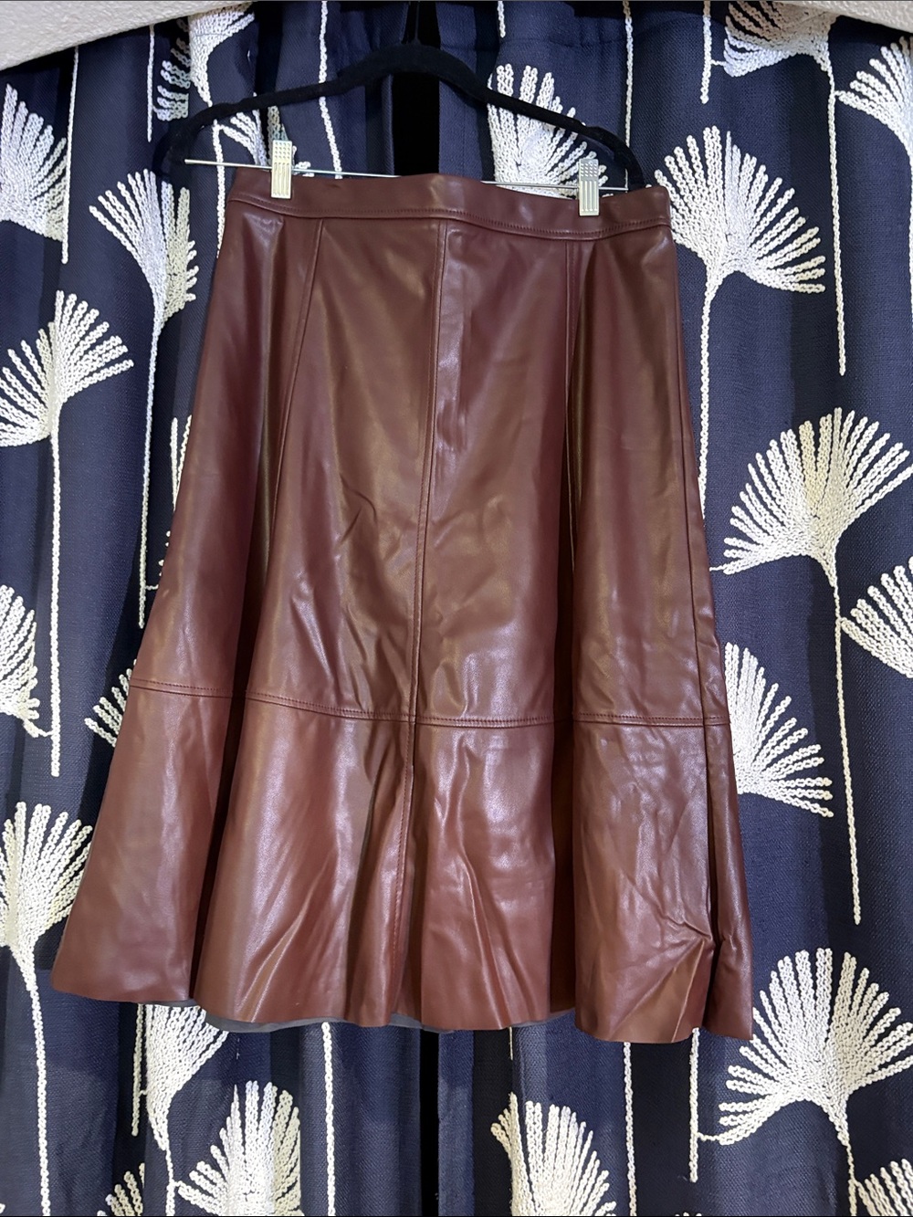 Banana Republic Women's Burgundy Faux Leather A-Line Skirt